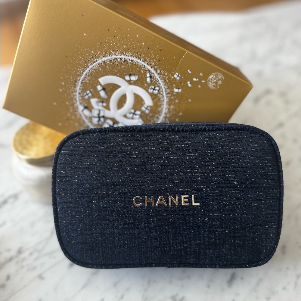 CHANEL Blue Key Cosmetic pounch Luxurious Accessory